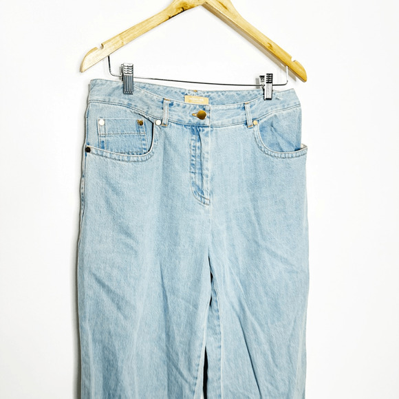 MICHAEL KORS COLLECTION Wide Leg Denim Jeans Light Blue Wash Italy Womens 8 - Picture 3 of 9